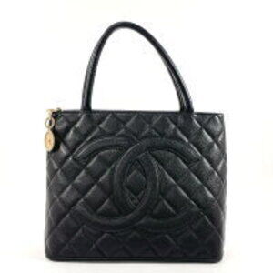 CHANEL Matelasse Tote Bag Matte Caviar Leather Black